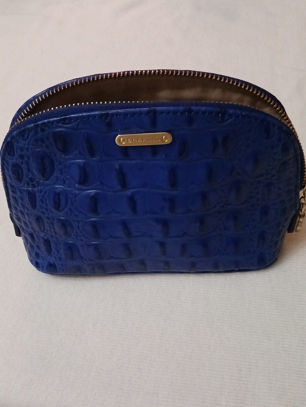 Bright Blue Croc-Embossed Cosmetic Pouch - Brahmin